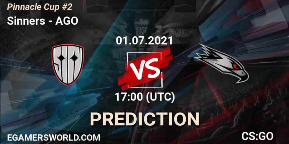 Prognose für das Spiel Sinners VS AGO. 01.07.2021 at 17:00. Counter-Strike (CS2) - Pinnacle Cup #2