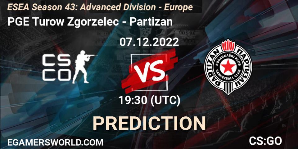 Prognose für das Spiel PGE Turow Zgorzelec VS Partizan. 07.12.22. CS2 (CS:GO) - ESEA Season 43: Advanced Division - Europe
