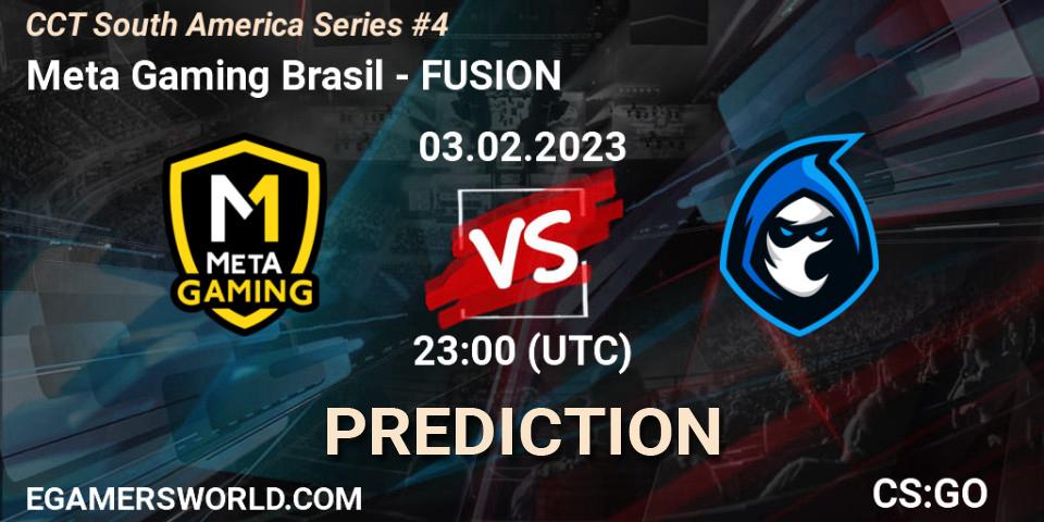 Prognose für das Spiel Meta Gaming Brasil VS FUSION. 03.02.23. CS2 (CS:GO) - CCT South America Series #4