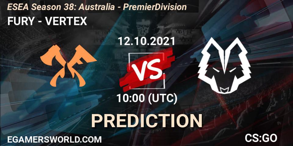 Prognose für das Spiel FURY VS VERTEX. 12.10.21. CS2 (CS:GO) - ESEA Season 38: Australia - Premier Division