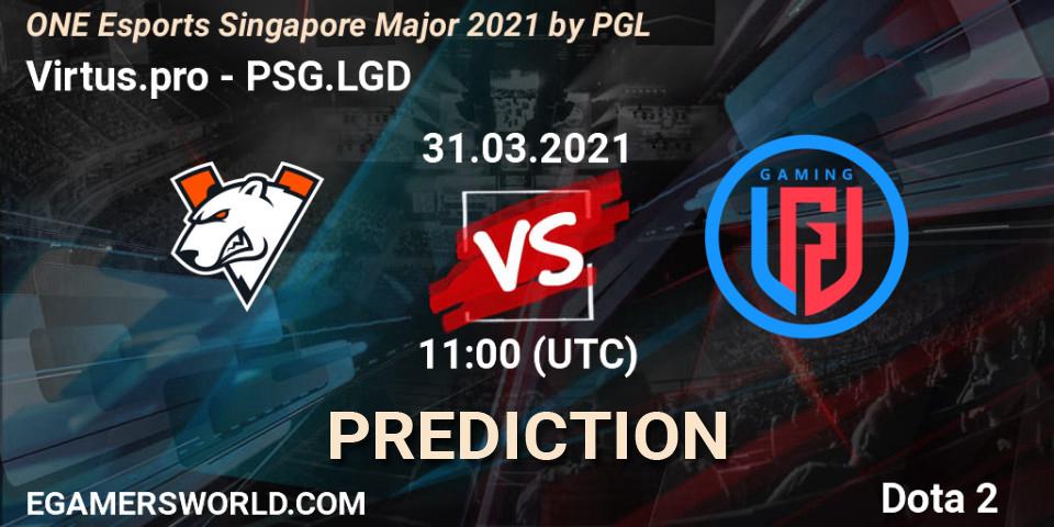 Prognose für das Spiel Virtus.pro VS PSG.LGD. 31.03.2021 at 11:43. Dota 2 - ONE Esports Singapore Major 2021