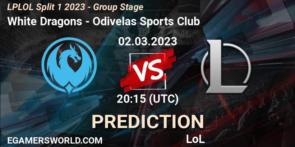 Prognose für das Spiel White Dragons VS Odivelas Sports Club. 02.03.2023 at 20:15. LoL - LPLOL Split 1 2023 - Group Stage
