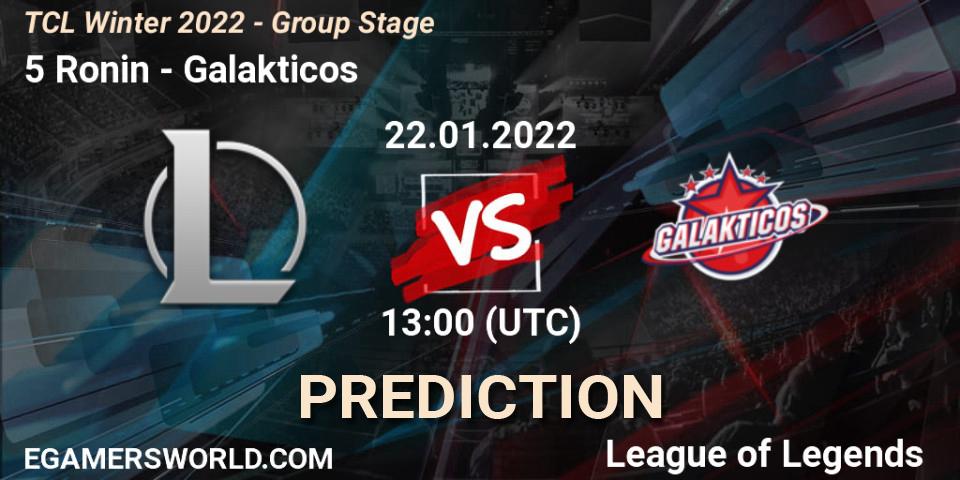 Prognose für das Spiel 5 Ronin VS Galakticos. 22.01.2022 at 12:55. LoL - TCL Winter 2022 - Group Stage