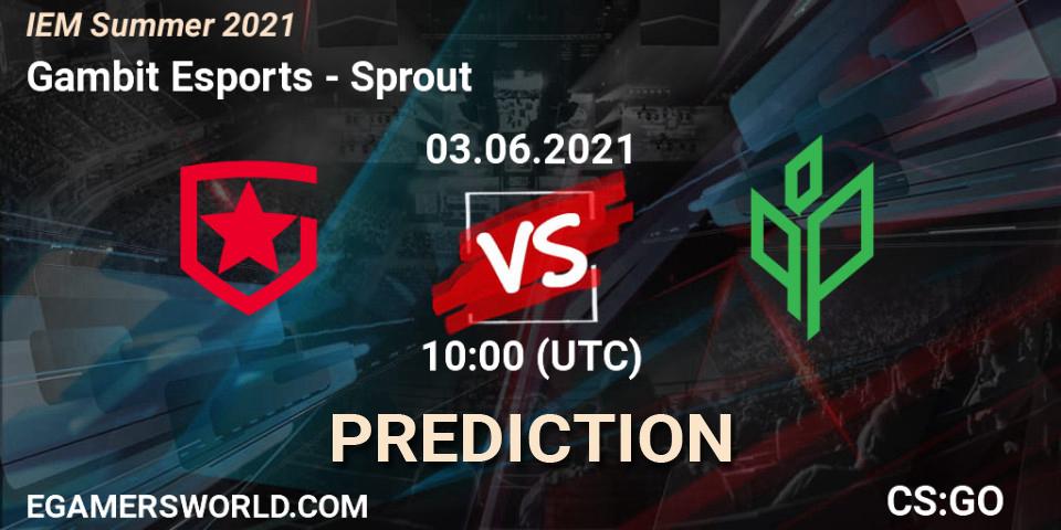 Prognose für das Spiel Gambit Esports VS Sprout. 03.06.21. CS2 (CS:GO) - IEM Summer 2021