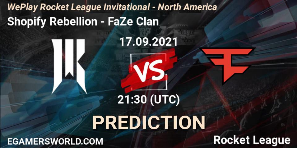 Prognose für das Spiel Shopify Rebellion VS FaZe Clan. 17.09.2021 at 21:30. Rocket League - WePlay Rocket League Invitational - North America