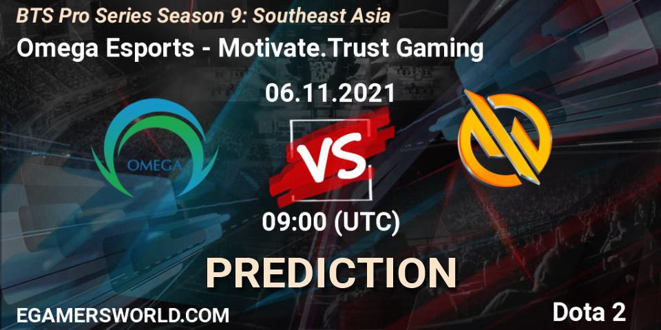 Prognose für das Spiel Omega Esports VS Motivate.Trust Gaming. 06.11.2021 at 09:34. Dota 2 - BTS Pro Series Season 9: Southeast Asia