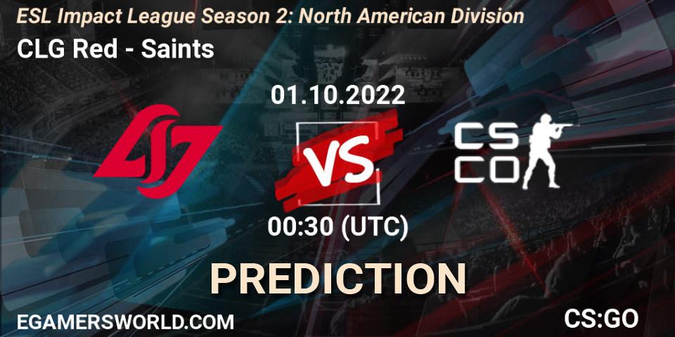 Prognose für das Spiel CLG Red VS Saints. 01.10.22. CS2 (CS:GO) - ESL Impact League Season 2: North American Division