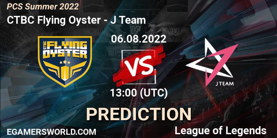 Prognose für das Spiel CTBC Flying Oyster VS J Team. 05.08.22. LoL - PCS Summer 2022
