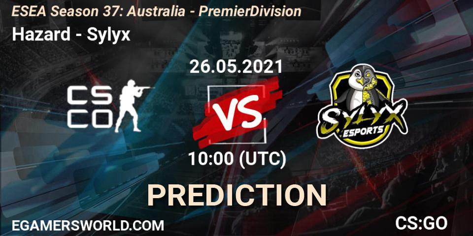 Prognose für das Spiel Hazard VS Sylyx. 26.05.2021 at 10:00. Counter-Strike (CS2) - ESEA Season 37: Australia - Premier Division