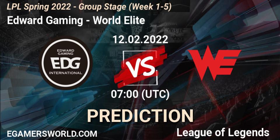 Prognose für das Spiel Edward Gaming VS World Elite. 12.02.22. LoL - LPL Spring 2022 - Group Stage (Week 1-5)