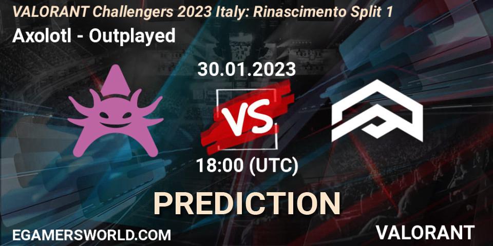 Prognose für das Spiel Axolotl VS Outplayed. 30.01.23. VALORANT - VALORANT Challengers 2023 Italy: Rinascimento Split 1