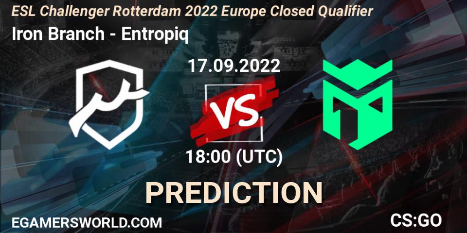 Prognose für das Spiel Iron Branch VS Entropiq. 17.09.2022 at 18:00. Counter-Strike (CS2) - ESL Challenger Rotterdam 2022 Europe Closed Qualifier