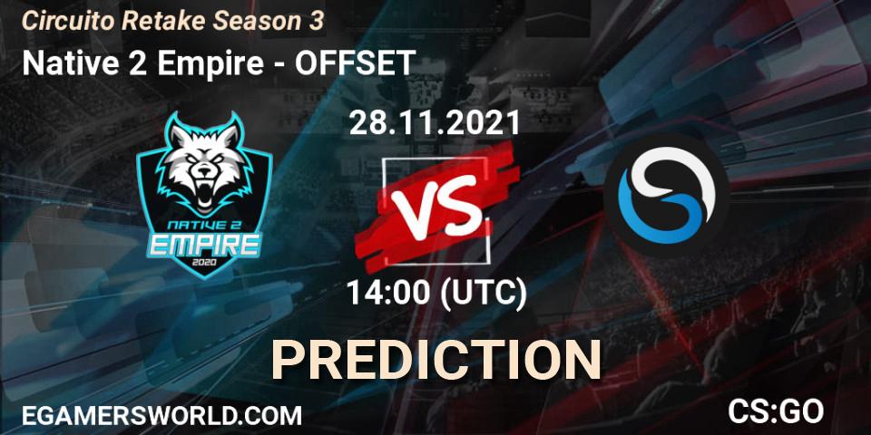 Prognose für das Spiel Native 2 Empire VS OFFSET. 28.11.2021 at 14:05. Counter-Strike (CS2) - Circuito Retake Season 3