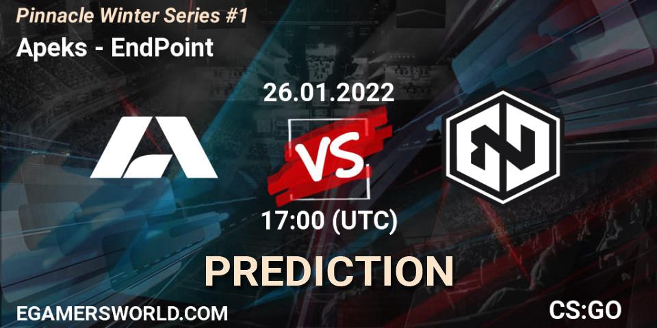 Prognose für das Spiel Apeks VS EndPoint. 26.01.2022 at 17:00. Counter-Strike (CS2) - Pinnacle Winter Series #1