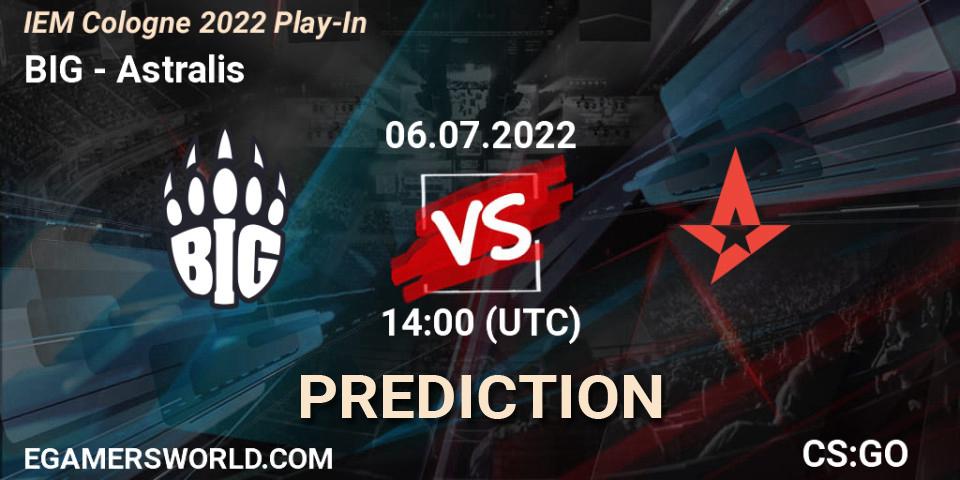 Prognose für das Spiel BIG VS Astralis. 06.07.22. CS2 (CS:GO) - IEM Cologne 2022 Play-In