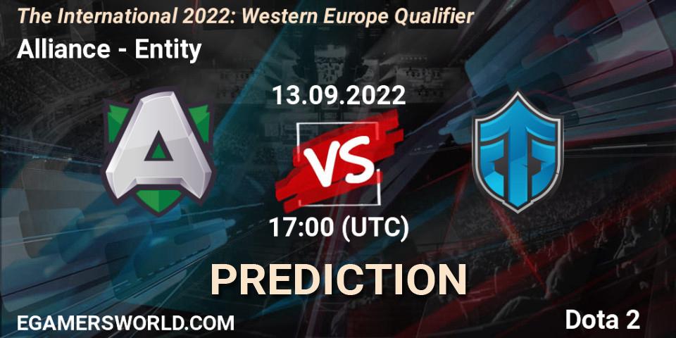 Prognose für das Spiel Alliance VS Entity. 13.09.22. Dota 2 - The International 2022: Western Europe Qualifier