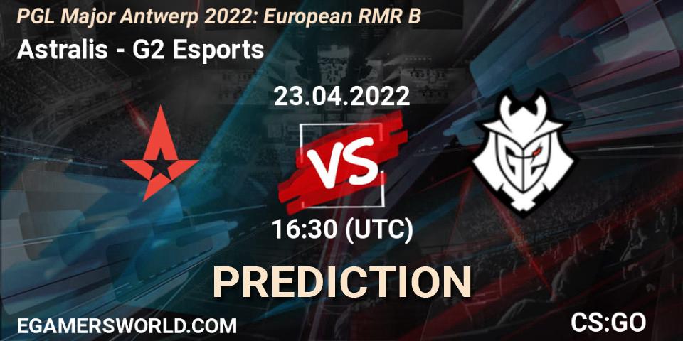 Prognose für das Spiel Astralis VS G2 Esports. 23.04.22. CS2 (CS:GO) - PGL Major Antwerp 2022: European RMR B
