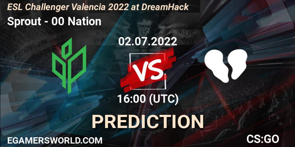 Prognose für das Spiel Sprout VS 00 Nation. 02.07.2022 at 16:10. Counter-Strike (CS2) - ESL Challenger Valencia 2022 at DreamHack