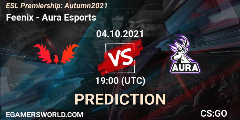 Prognose für das Spiel Feenix VS Aura Esports. 04.10.2021 at 19:00. Counter-Strike (CS2) - ESL Premiership: Autumn 2021
