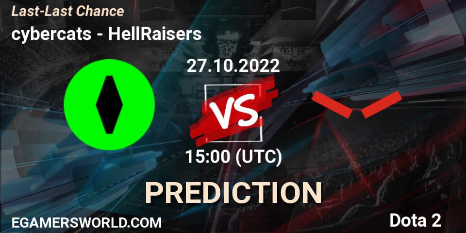 Prognose für das Spiel cybercats VS HellRaisers. 27.10.2022 at 15:15. Dota 2 - Last-Last Chance
