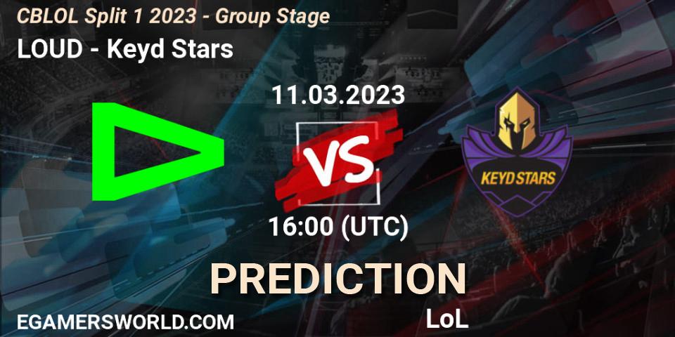 Prognose für das Spiel LOUD VS Keyd Stars. 11.03.2023 at 16:00. LoL - CBLOL Split 1 2023 - Group Stage