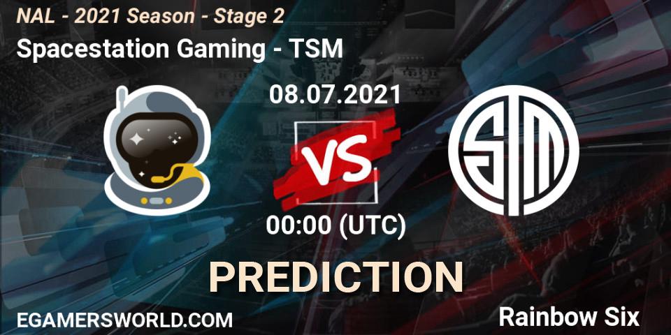 Prognose für das Spiel Spacestation Gaming VS TSM. 08.07.2021 at 00:30. Rainbow Six - NAL - 2021 Season - Stage 2
