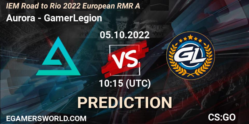 Prognose für das Spiel Aurora VS GamerLegion. 05.10.2022 at 10:30. Counter-Strike (CS2) - IEM Road to Rio 2022 European RMR A