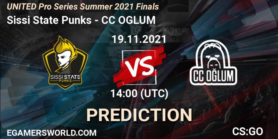 Prognose für das Spiel Sissi State Punks VS CC OGLUM. 19.11.2021 at 14:00. Counter-Strike (CS2) - UNITED Pro Series Summer 2021 Finals