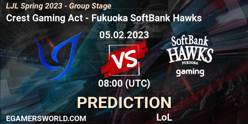 Prognose für das Spiel Crest Gaming Act VS Fukuoka SoftBank Hawks. 05.02.23. LoL - LJL Spring 2023 - Group Stage