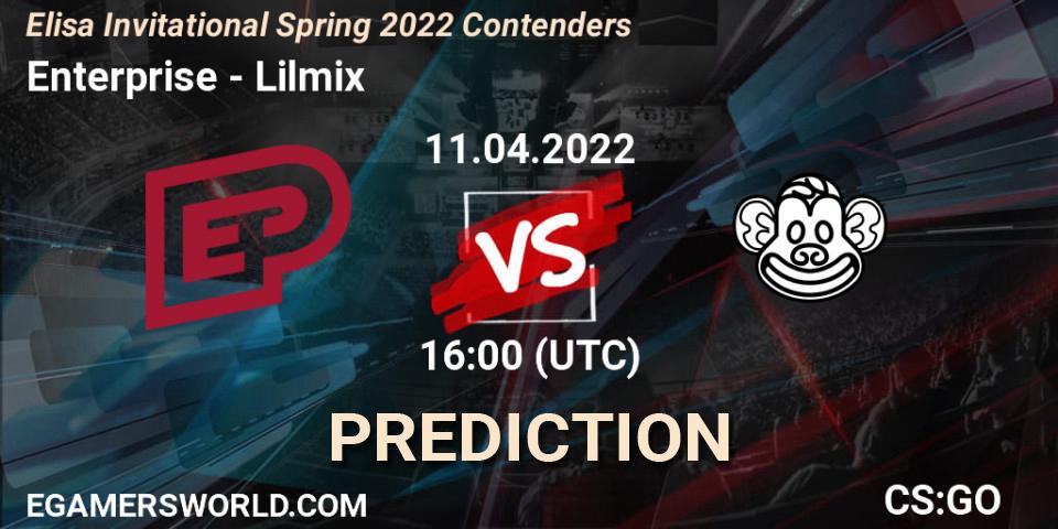 Prognose für das Spiel Enterprise VS Lilmix. 11.04.2022 at 16:15. Counter-Strike (CS2) - Elisa Invitational Spring 2022 Contenders