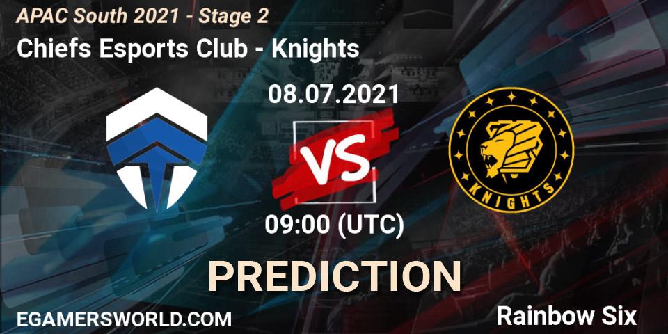 Prognose für das Spiel Chiefs Esports Club VS Knights. 08.07.2021 at 09:00. Rainbow Six - APAC South 2021 - Stage 2