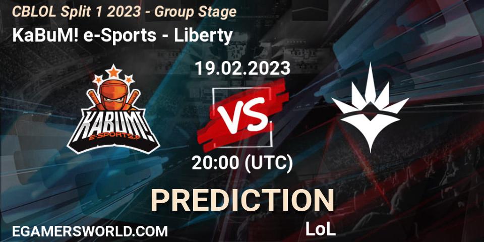Prognose für das Spiel KaBuM! e-Sports VS Liberty. 19.02.2023 at 20:15. LoL - CBLOL Split 1 2023 - Group Stage