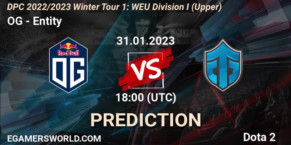 Prognose für das Spiel OG VS Entity. 31.01.23. Dota 2 - DPC 2022/2023 Winter Tour 1: WEU Division I (Upper)