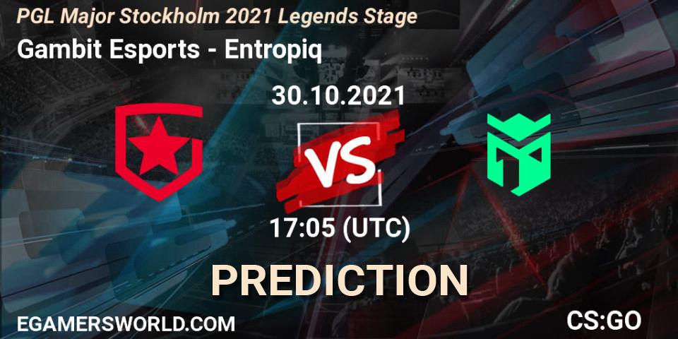 Prognose für das Spiel Gambit Esports VS Entropiq. 30.10.2021 at 17:10. Counter-Strike (CS2) - PGL Major Stockholm 2021 Legends Stage