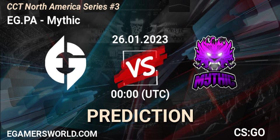 Prognose für das Spiel EG White VS Mythic. 26.01.23. CS2 (CS:GO) - CCT North America Series #3