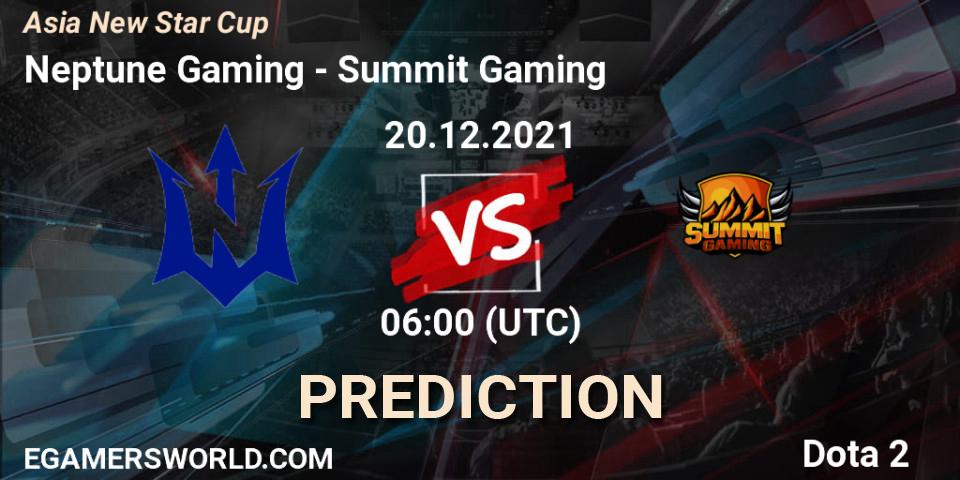 Prognose für das Spiel Neptune Gaming VS Summit Gaming. 20.12.2021 at 06:48. Dota 2 - Asia New Star Cup