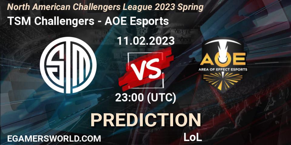 Prognose für das Spiel TSM Challengers VS AOE Esports. 11.02.23. LoL - NACL 2023 Spring - Group Stage
