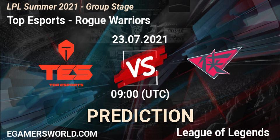 Prognose für das Spiel Top Esports VS Rogue Warriors. 23.07.21. LoL - LPL Summer 2021 - Group Stage