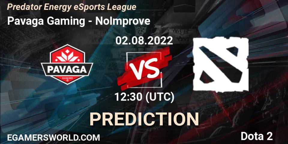 Prognose für das Spiel Pavaga Gaming VS NoImprove. 02.08.22. Dota 2 - Predator Energy eSports League