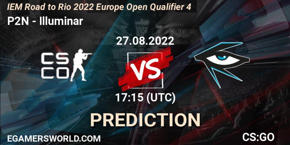 Prognose für das Spiel P2N VS Illuminar. 27.08.2022 at 17:15. Counter-Strike (CS2) - IEM Road to Rio 2022 Europe Open Qualifier 4