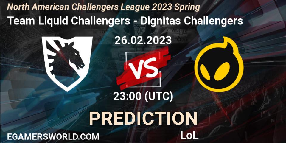 Prognose für das Spiel Team Liquid Challengers VS Dignitas Challengers. 26.02.23. LoL - NACL 2023 Spring - Group Stage