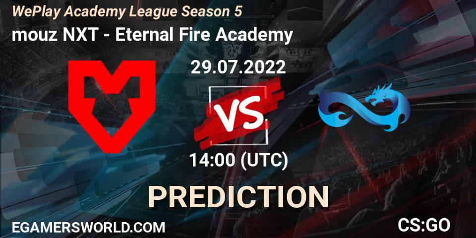 Prognose für das Spiel mouz NXT VS Eternal Fire Academy. 29.07.22. CS2 (CS:GO) - WePlay Academy League Season 5