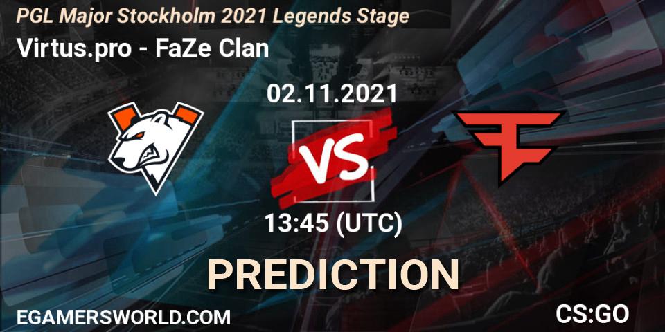 Prognose für das Spiel Virtus.pro VS FaZe Clan. 02.11.21. CS2 (CS:GO) - PGL Major Stockholm 2021 Legends Stage