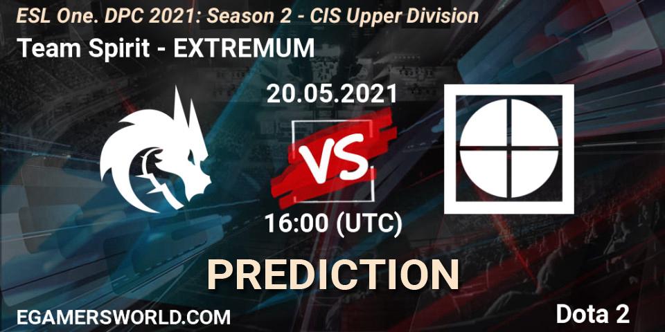 Prognose für das Spiel Team Spirit VS EXTREMUM. 20.05.21. Dota 2 - ESL One. DPC 2021: Season 2 - CIS Upper Division