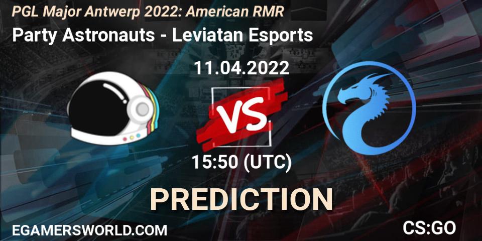 Prognose für das Spiel Party Astronauts VS Leviatan Esports. 11.04.2022 at 15:50. Counter-Strike (CS2) - PGL Major Antwerp 2022: American RMR