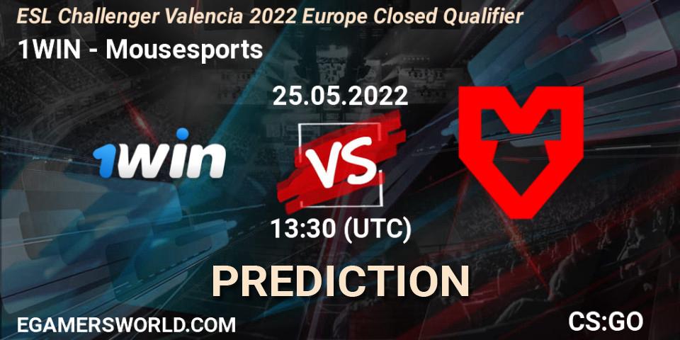 Prognose für das Spiel 1WIN VS Mousesports. 25.05.2022 at 13:30. Counter-Strike (CS2) - ESL Challenger Valencia 2022 Europe Closed Qualifier