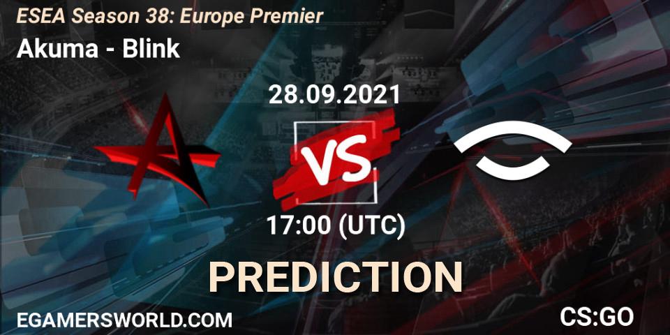 Prognose für das Spiel Akuma VS Blink. 28.09.2021 at 17:00. Counter-Strike (CS2) - ESEA Season 38: Europe Premier