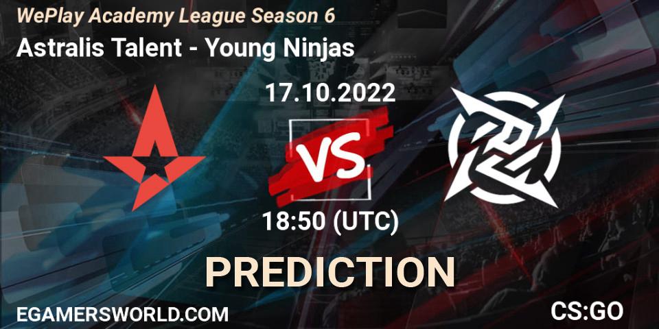Prognose für das Spiel Astralis Talent VS Young Ninjas. 17.10.22. CS2 (CS:GO) - WePlay Academy League Season 6