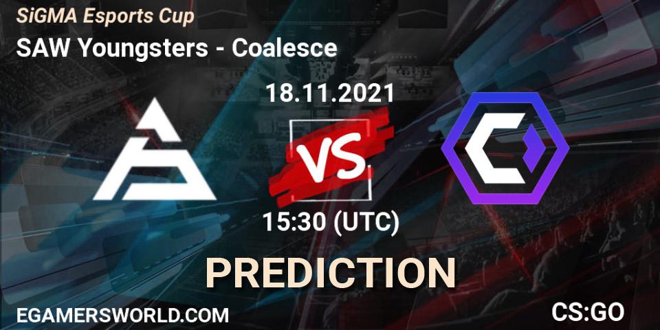 Prognose für das Spiel SAW Youngsters VS Coalesce. 18.11.2021 at 15:30. Counter-Strike (CS2) - SiGMA Esports Cup