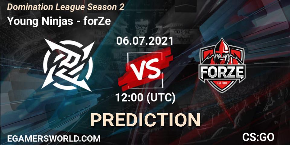 Prognose für das Spiel Young Ninjas VS forZe. 06.07.2021 at 12:35. Counter-Strike (CS2) - Domination League Season 2